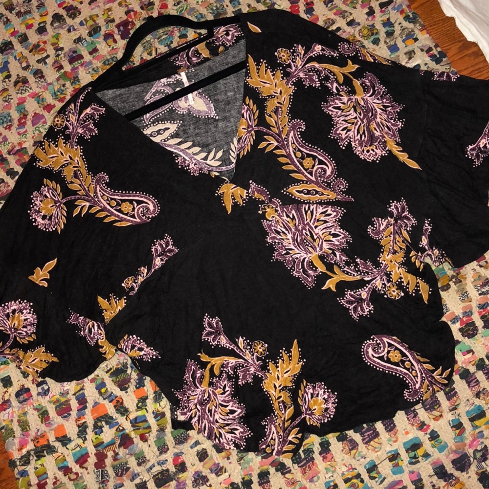 Free People Flowy Tie Blouse